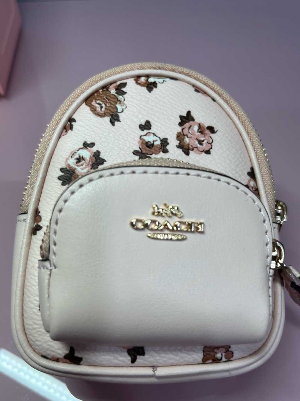 NWT Coach Pink Floral Mini Backpack Keychain Charm🩷 - Picture 9 of 10